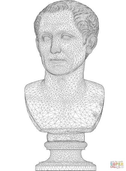 Drátěný model busty Julia caesara 3d 2 omalovánka | Omalovánky k Vytisknutí Zdarma