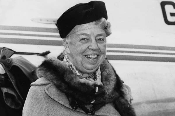Eleanor Roosevelt at London Airport in 1959.