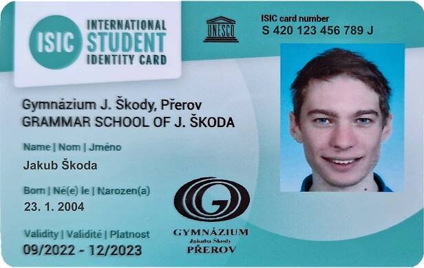 ISIC karta | Gymnázium Jakuba Škody