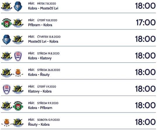 HC Kobra Praha » Program přípravy: Kobru před startem sezóny čeká osm duelů