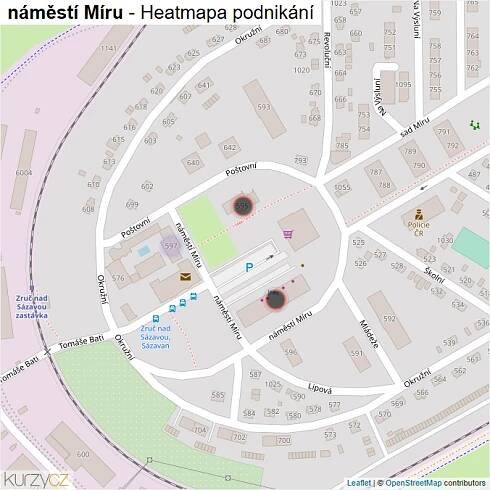 Mapa náměstí Míru - Firmy v ulici.