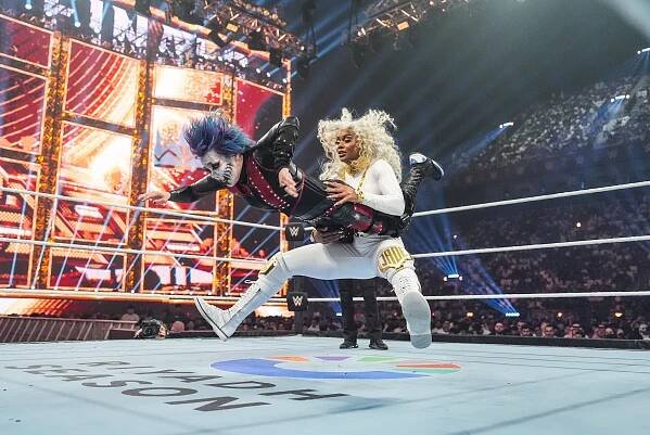 Jade Cargill hits Asuka with her Jaded finisher to win the Queen of the Ring at Night of Champions on June 28, 2025.