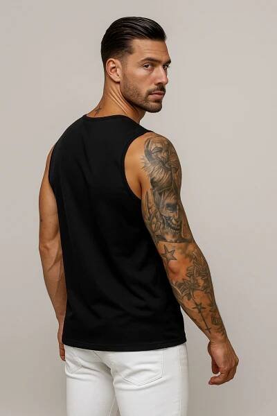 TRIČKO PÁNSKÉ BEZ RUKÁVŮ - ČERNÁ BARVA - TANK TOP - NA RAMÍNKA XL Značka žádná značka