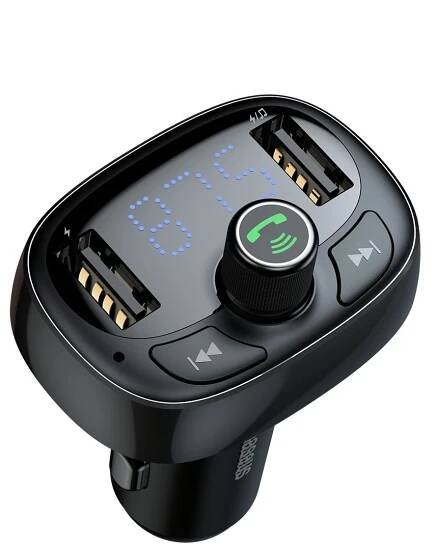 Baseus T-typed S-09 Wireless MP3 Car Charger FM Transmitter Black