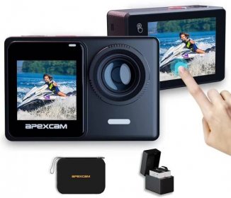 Apexcam 4K 60FPS 24MP Ultra HD akční kamera Duální dotykový displej - TV, audio, video