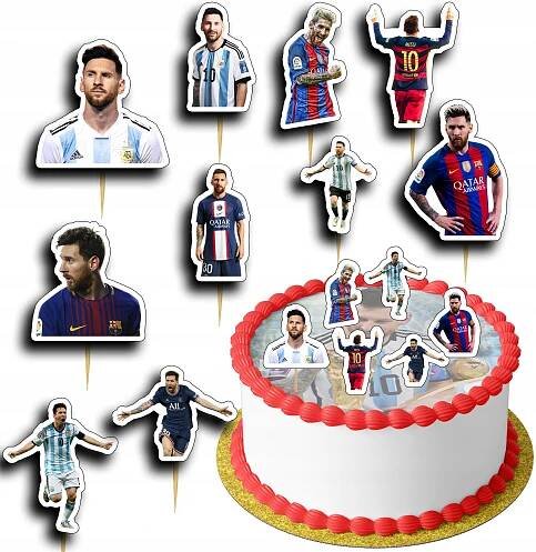 ZÁPICH PIKER NA DORT OZDOBNÉ DEKORACE SET - MESSI FOTBAL 10 Ks