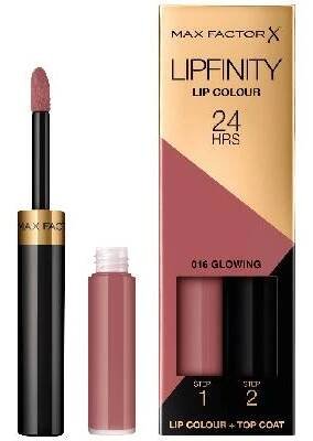 Max Factor Lipfinity Lip Colour 24H dvoufázová tekutá rtěnka s dlouhotrvajícím efektem 016 glowing, 2,3 ml + 1,9 g