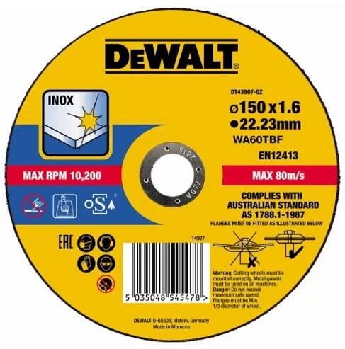 Řezný kotouč 150 x 1,6mm, typ 1 DeWALT DT43907