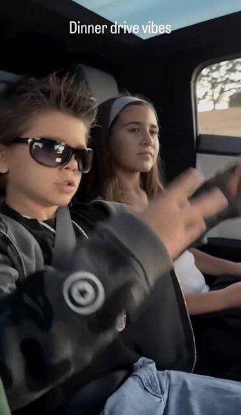 scott disick with daughter penelope son reign and new tesla cybertruck