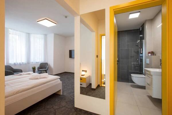 Koupelna v ubytování Apartmány Nikola