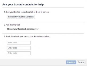 Facebook důvěryhodným kontaktům pro zabezpečení účtu