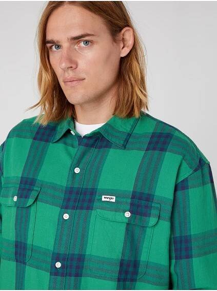 Wrangler Modro-zelená pánská kostkovaná košile Wrangler