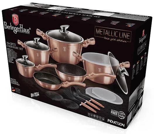 Sada nádobí s mramorovým povrchem 18 ks Rosegold Metallic Line