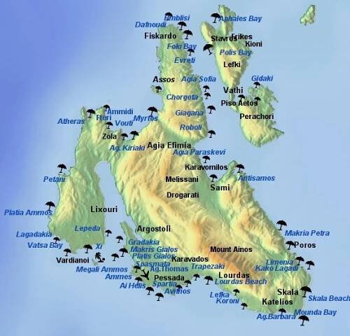 Kefalonie: Mapa🗺️ – Turistické mapy ostrova ke stažení