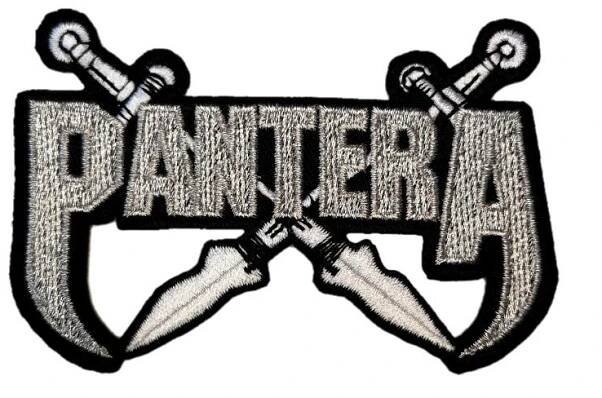 Official Band Merch | Pantera - Silver Swords Logo Woven Patch