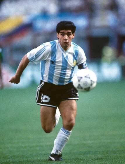 08 June 1990 - FIFA World Cup - Argentina v Cameroon - Diego Maradona of Argentina in action. (Photo by Mark Leech/Getty Images)