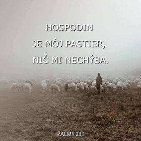 Žalmy 23:1 - Žalm Davidův.
Hospodin je můj pastýř,
nic mi neschází.