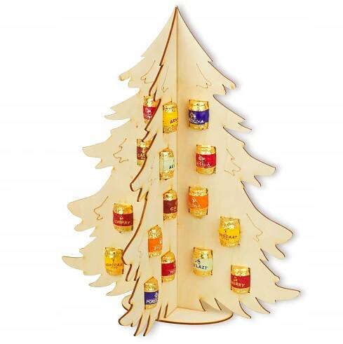 Adventní kalendář 3D vánoční stromek s barely WEDEL 24 barelů s alkoholem