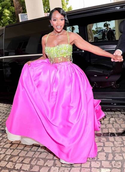 Aja Naomi King is seen at Hotel Martinez during the 77th Cannes Film Festival on May 23, 2024 in Cannes, France. 