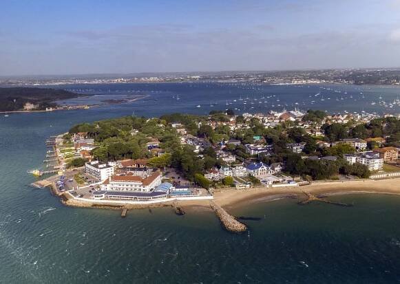 Aerial view of Sandbanks, Poole, Dorset.