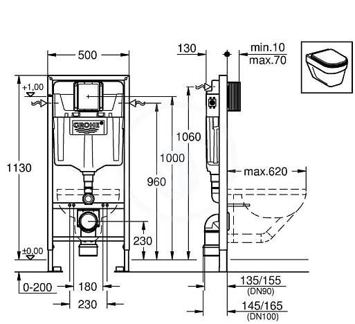 Grohe Rapid SL Rapid SL pro závěsné WC 38528001 - pro-topeni.cz