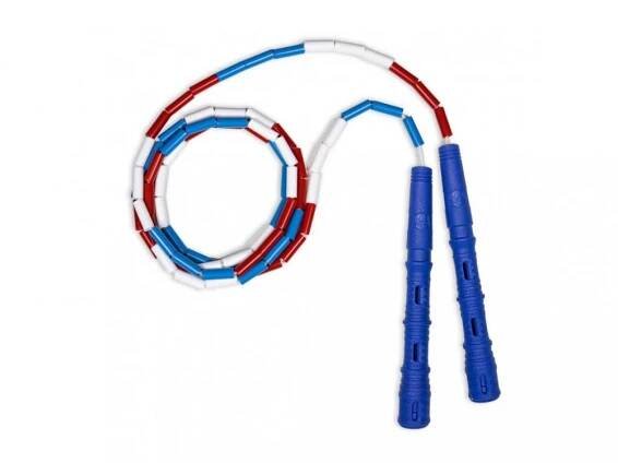 Švihej Sportovní švihadlo Katana rope korálkové, různé barvy Rukojeť modrá - červená, modrá, bíl