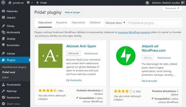 WordPress seznam pluginů