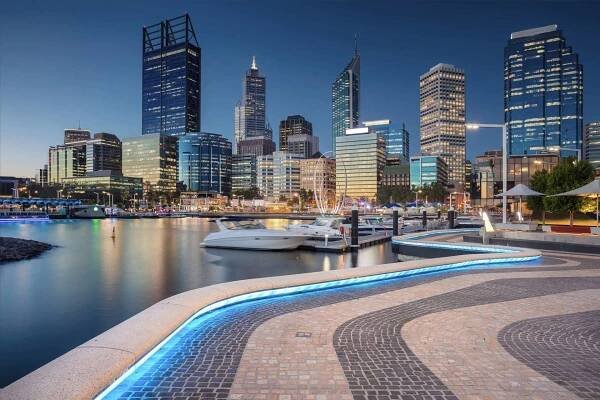 Perth Cityscape with marina in the foreground