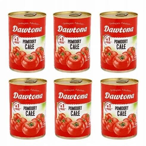 6 x Dawtona Rajčata Celá Plechovka bez slupky 400 g