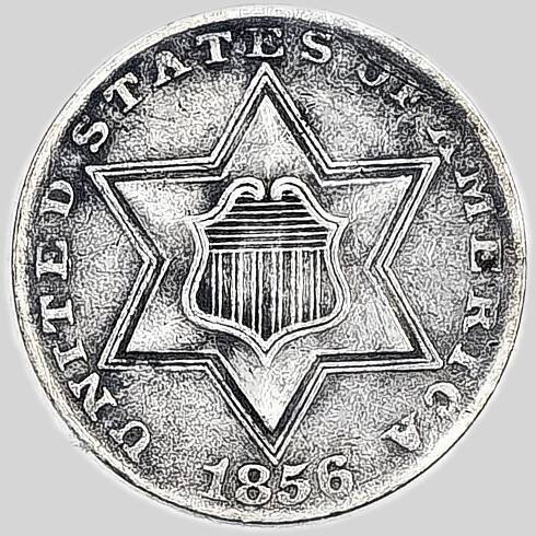 1856 Three Cent Silver Trime Obverse View