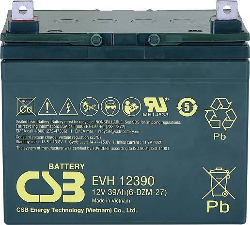 CSB Battery EVH 12390 EVH12390 olověný akumulátor 12 V 39 Ah olověný se skelným rounem (š x v x h) 196 x 178 x 155 mm šr