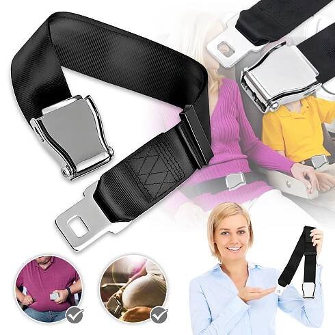 ČERNÝ PRODLUŽOVAČ BEZPEČNOSTNÍHO PÁSU LETADLA 25-80 CM