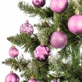 Vánoční závěsné baňky na stromeček - 100 ks - růžové