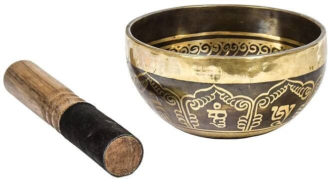 Tibetská mísa, "Gulpa", gravírovaná s designem, průměr 13cm