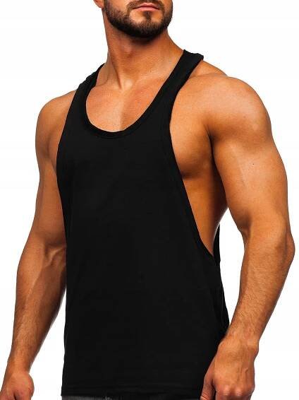 Černé pánské tank top tílko boxerského střihu bez potisku Bolf 1245