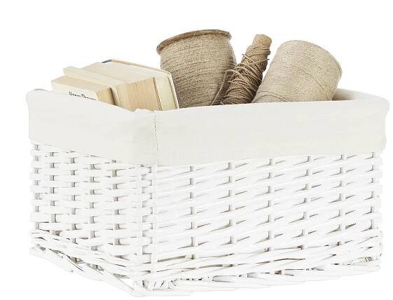 KOŠ DO REGÁLU, bílá - bílá, Lifestyle, dřevo/textil (31/27/18cm) - Landscape