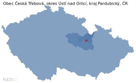 Mapa obce Česká Třebová, okresu Ústí nad Orlicí a kraje v ČR