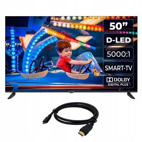 Televizor Kiano 50" Elegance LED 4K UHD Smart WiFi PVR + HDMI kabel