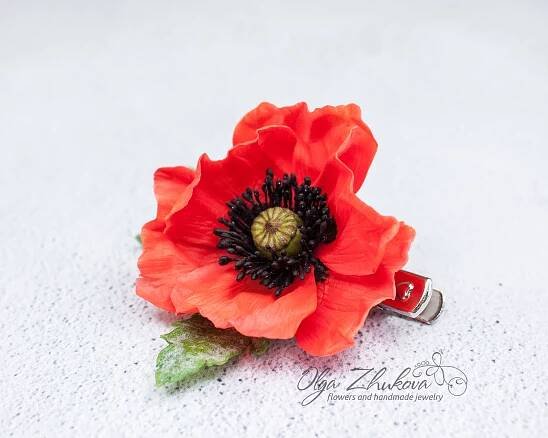 Flower hair clip — polymerflowers