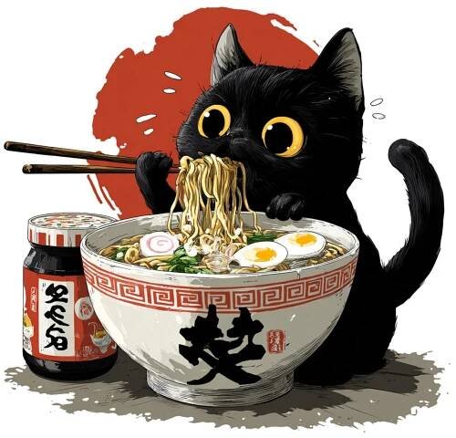 Obrázek produktu Dámské tričko Japonská Kočka a Ramen