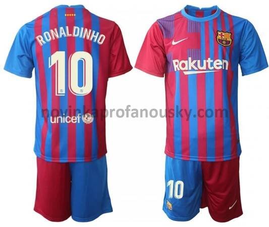 FC Barcelona Dres Ronaldinho 10 Domácí Fotbalové Dresy pro Děti 2021-2022