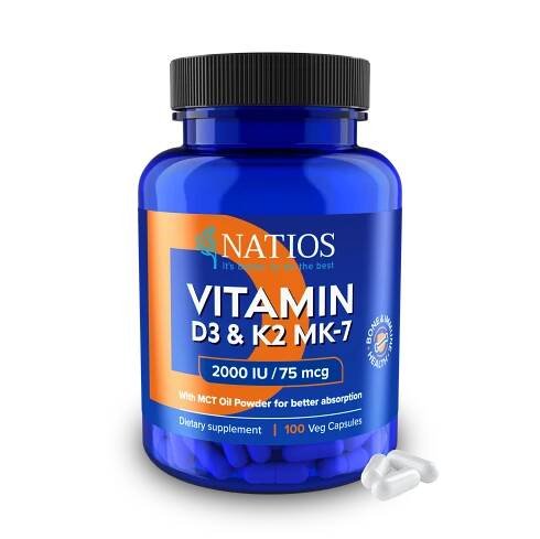NATIOS Vitamin D3 & K2 MK-7 2000 IU