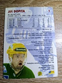 Zlatá karta SELH - Jiří Dopita#1 DS 1998-1999 Vsetín - VZÁCNÉ!!! - Hokejové karty