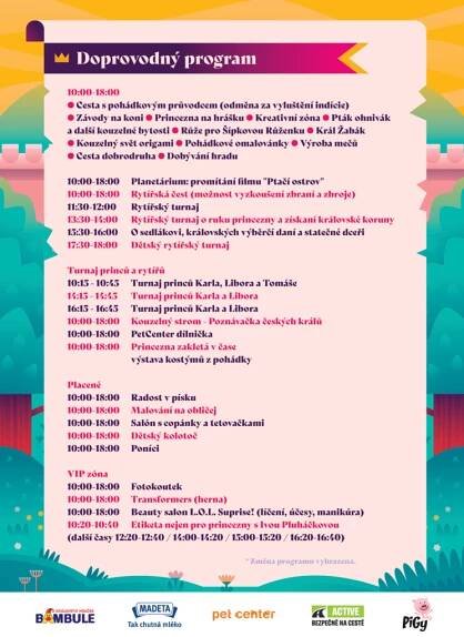 Program Dne princezen na Slavkově · Pigy.cz · pohádkové rádio · hry · omalovánky · zábava pro děti