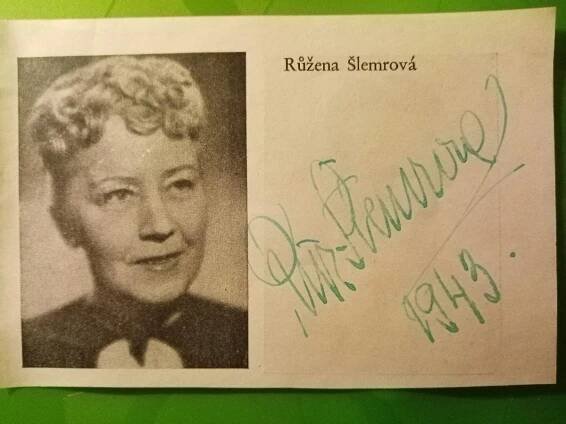 Autogram Růžena ŠLEMROVÁ ... - Ostatní sběratelské předměty