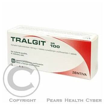 TRALGIT SR 100  50X100MG Tabl. s řízeným uvol. (Bolest a zvýšená teplota)