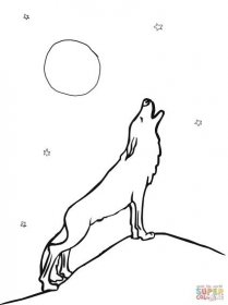 Vlk vyje na měsíc omalovánka | Omalovánky k Vytisknutí Zdarma