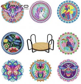 4/6/7/8/12KS/Sada DIY Mandala Diamond Painting Coaster Speciální tvarovaný vrtací hrot Polštářek na vrtačku s věšákem Home Decor Kitchen Kit