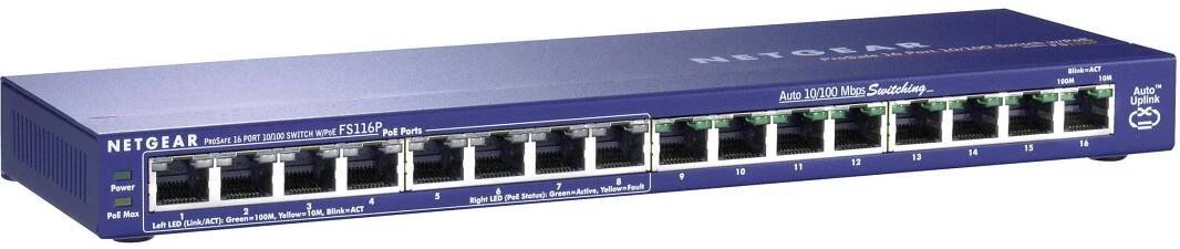 Switch Netgear PoE FS116P ProSafe, 16-portový