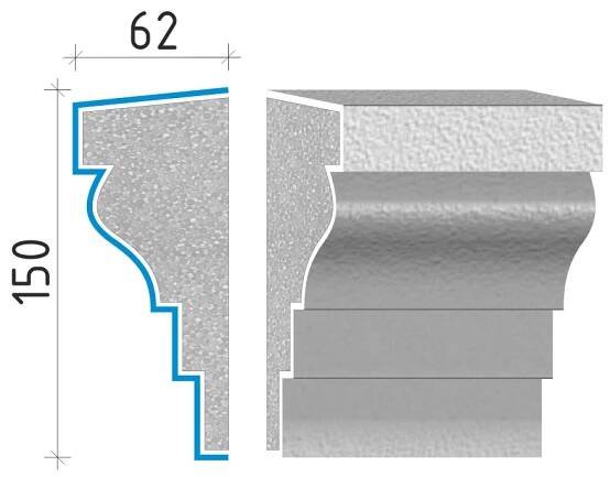 průběžná římsa 150x62mm PR40915